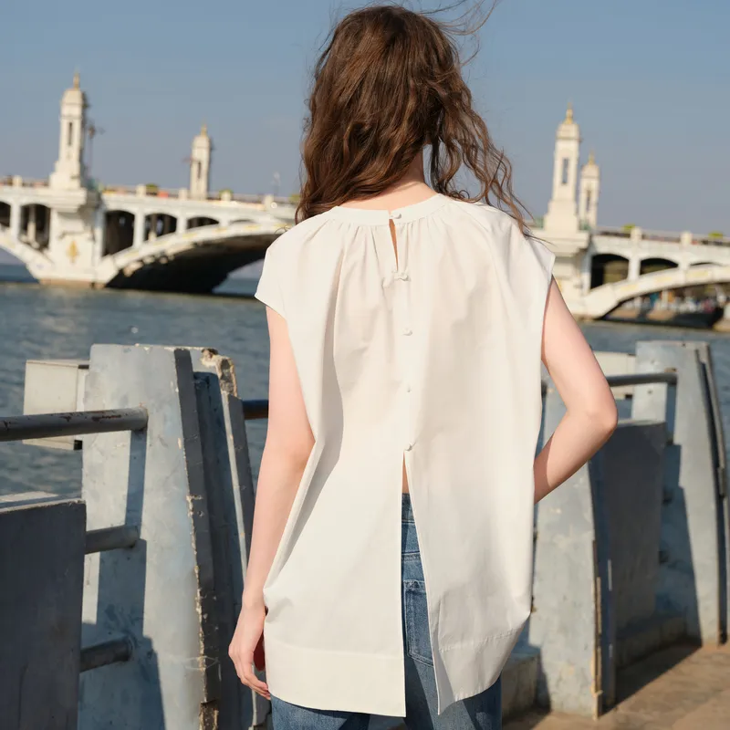 3COLOUR Chiffon Shirts Women's Pearl White-5