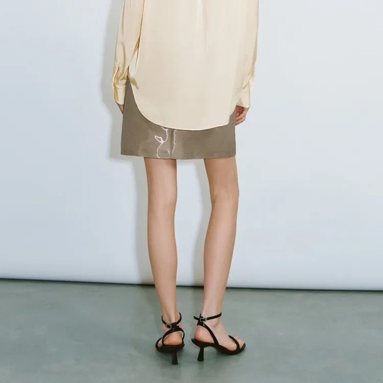 URBAN REVIVO Casual Short Skirts Women's Khaki-3
