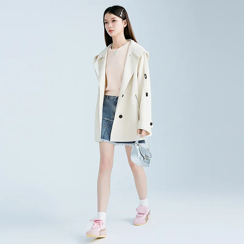LEDIN Trench Coat Women's Mist White-3