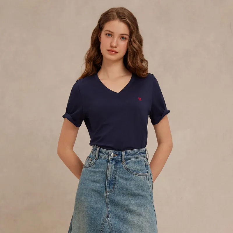 E.land Casual Short Skirts Women's Denim 55Indigo-2