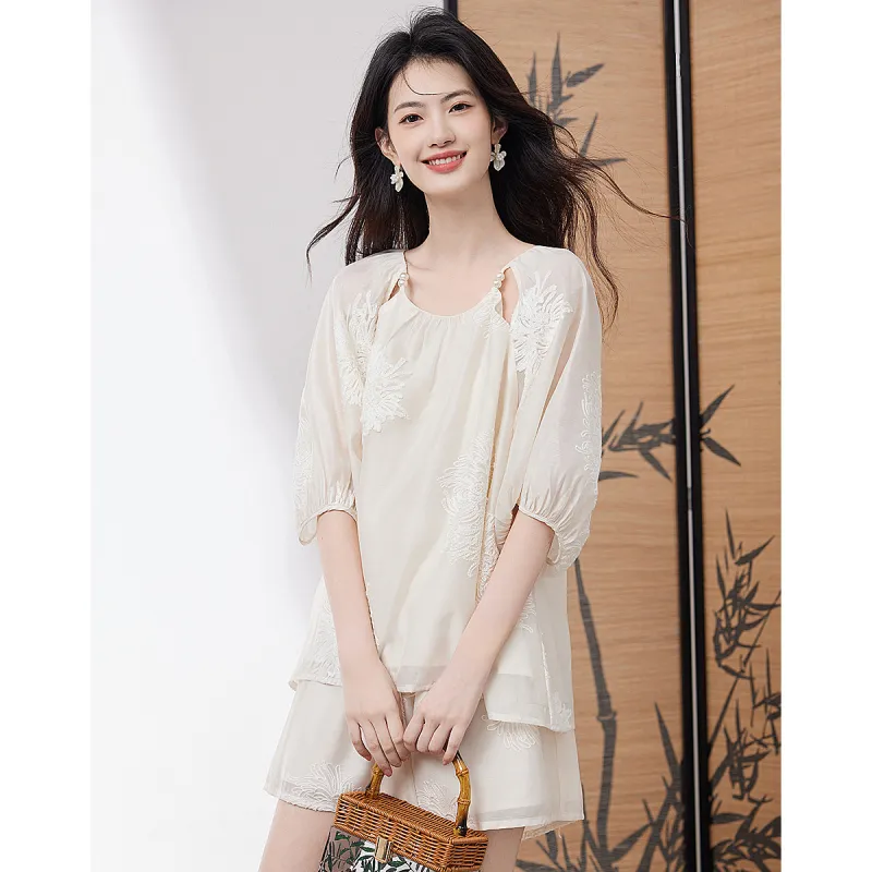 XINFEIYU Shirt Matching Set Women's Beige-3