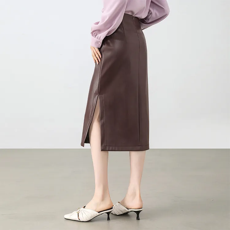 SENTUBILA Leather Long Skirts Women's-4