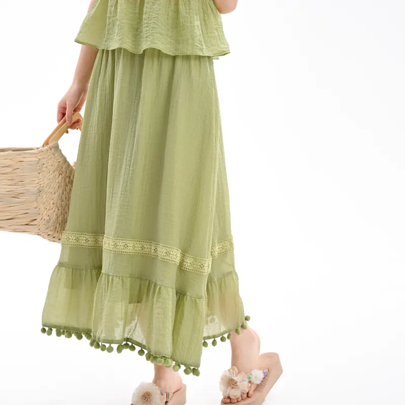 SNBL Casual Long Skirt Women's Green-8