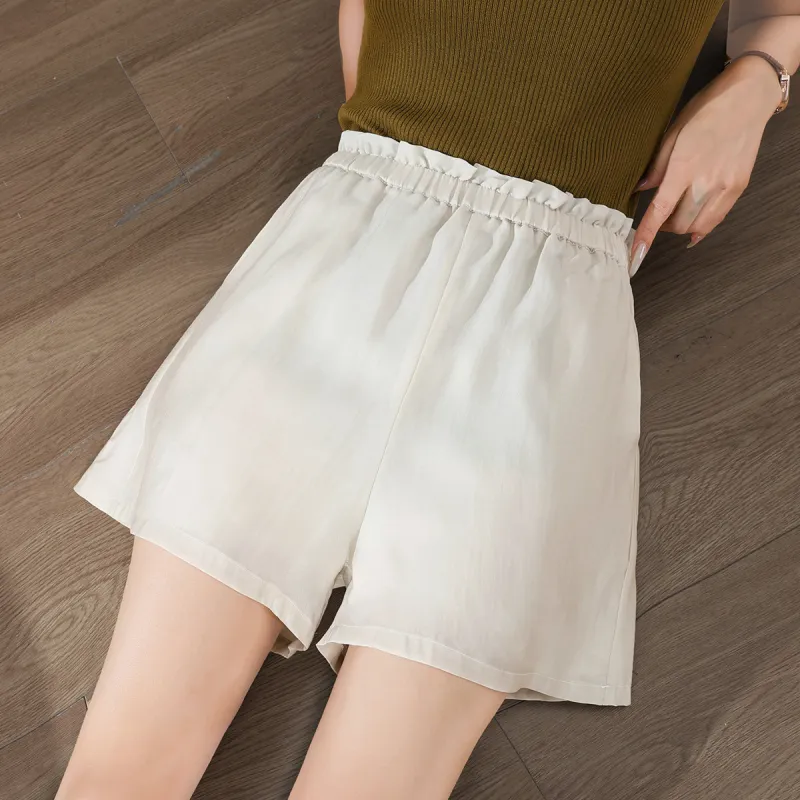 XINFEIYU Casual Shorts Women's Beige Apricot-4