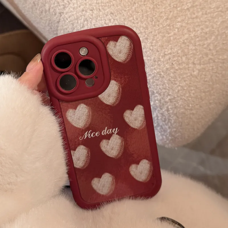 QIZHENG TPU Material Crayon Heart Blush Phone Case Compatible With Apple 16 Pro Max/15/14/13/12/11-5
