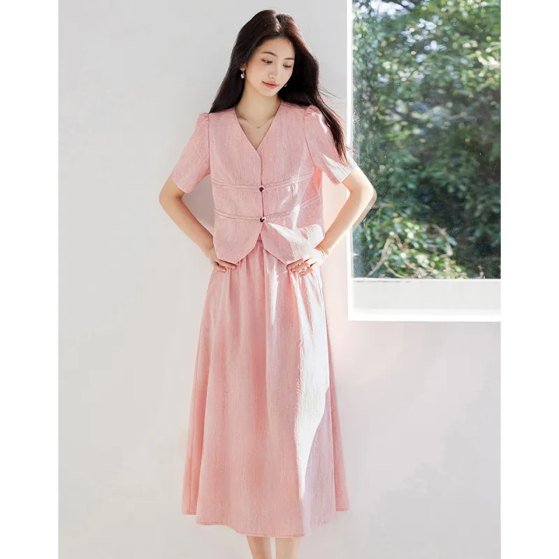 Like The Age Of Water Summer Skirt Set Regular Women's Pink-2