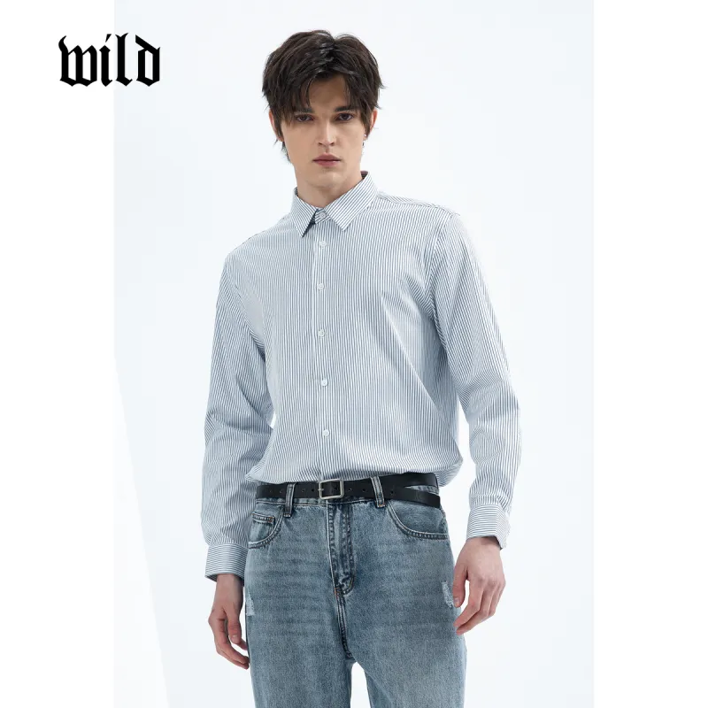 WILD LEADER Shirts Men Blue[, Consider 1 Size Up][W4158538]-3