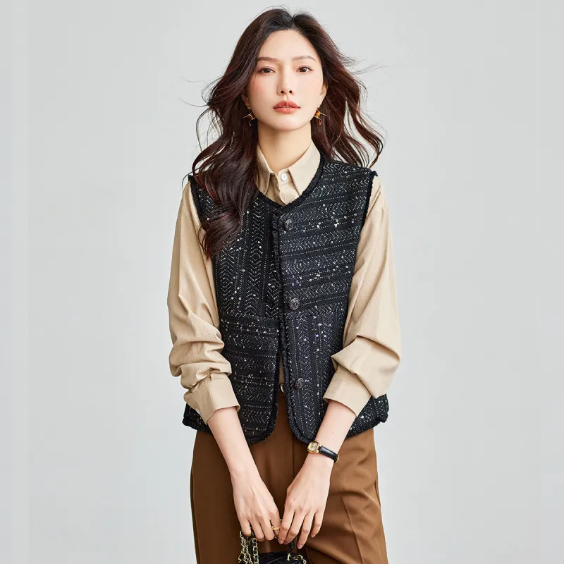 TERRE BLEUE Spring Fall Vest Loose Fit Women's-0