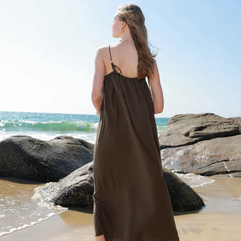 3COLOUR Slip Dress Women's Hazelnut Brown-6