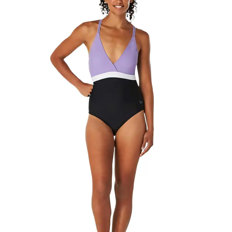 Speedo Adjustable Crossback One Piece One piece Swimsuit Women's Purple-3