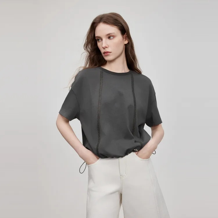 ELLE T Shirt Women's Medium Gray-2