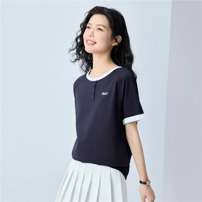 UNIQLO Raglan Sleeve T Shirt Women's Signature Marine Blue-4