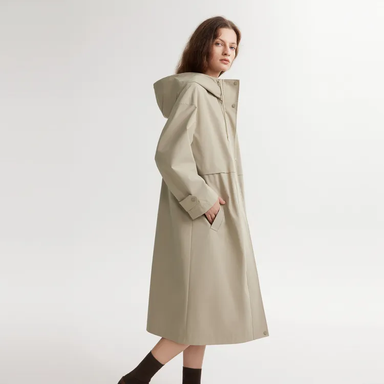 ELLE Trench Coat Women's Khaki Green-5