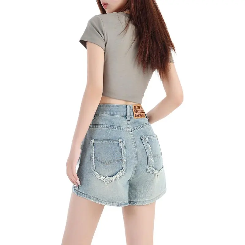 Kele Coco Denim Shorts Women's Light Blue-3