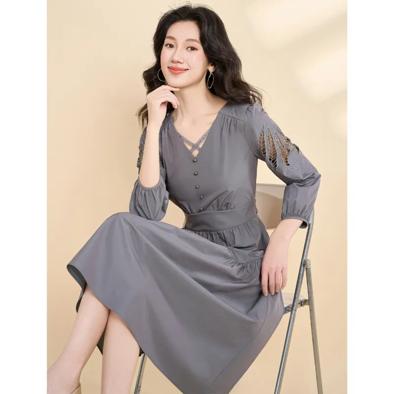 Mylan Long Sleeved Dress Women's Gray-6