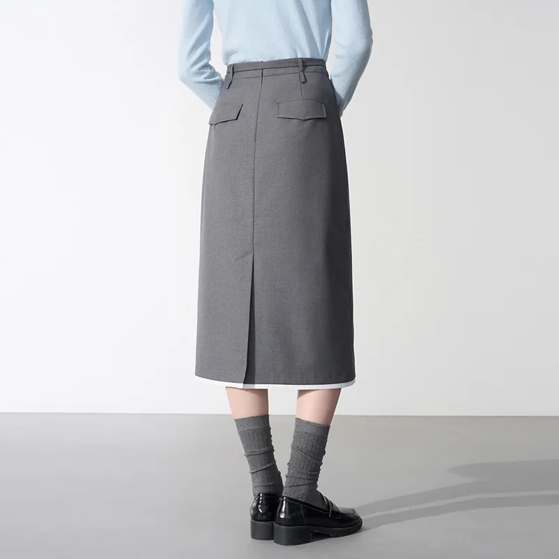 LEDIN Casual Long Skirt Women's Lunar Rock Gray-5