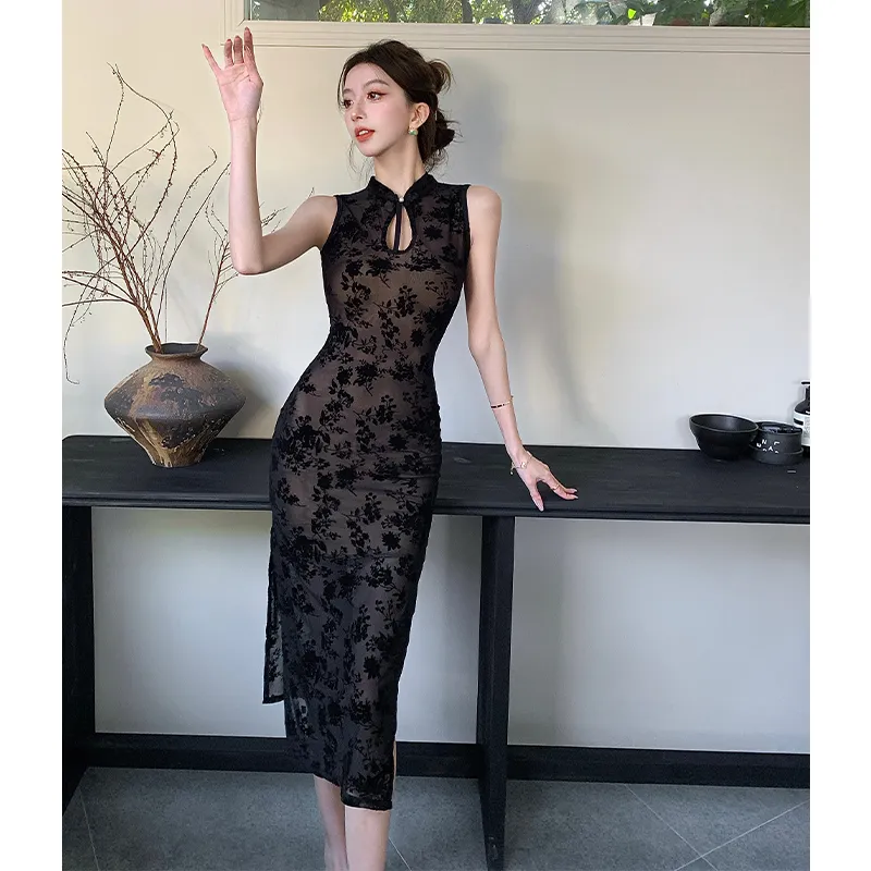 SNZX Sleeveless Dresses Women's Black-2