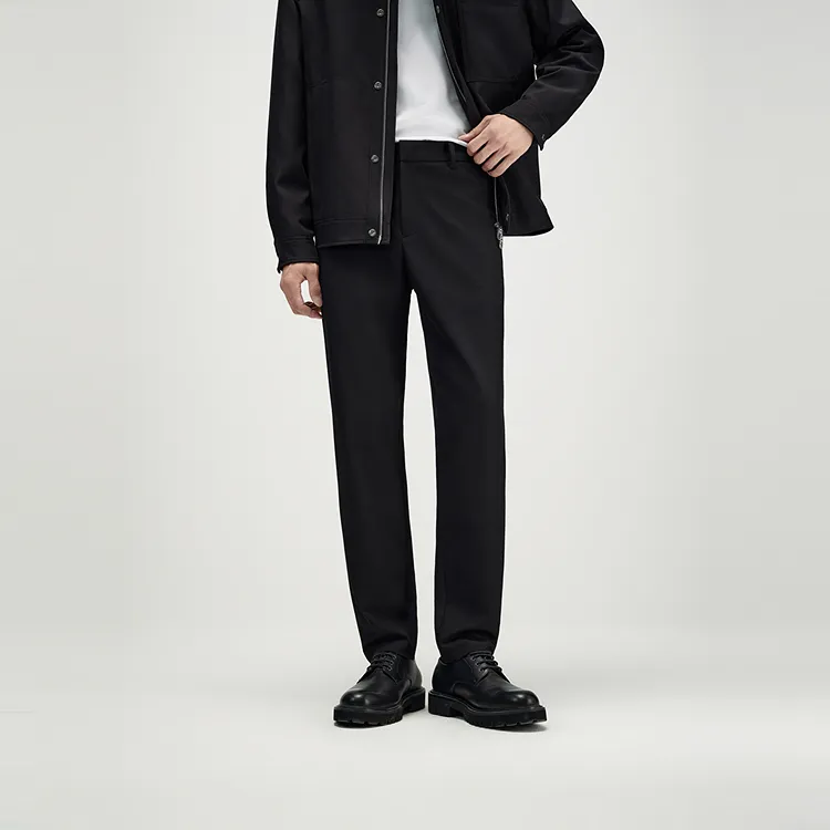 PEACEBIRD MEN Black Waist Embroidery Men's Trendy Brand Suit Pants Casual Pants Unisex-2