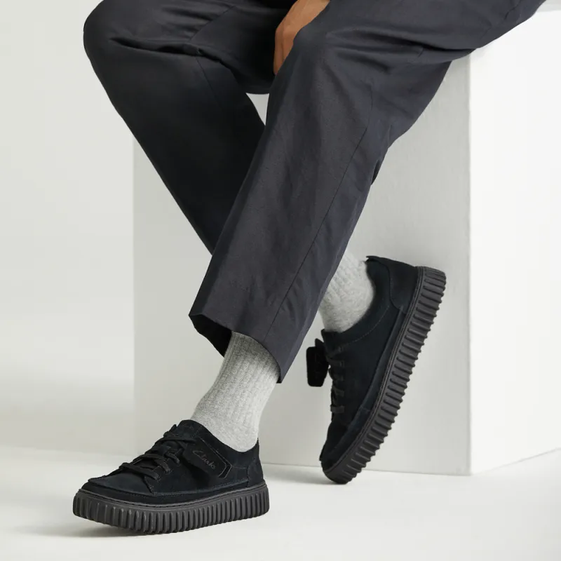 Clarks Low Top Skateboard Shoes Men's Black-5
