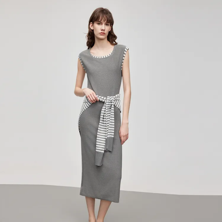 ELLE Sleeveless Dress Women's Dark Gray-3