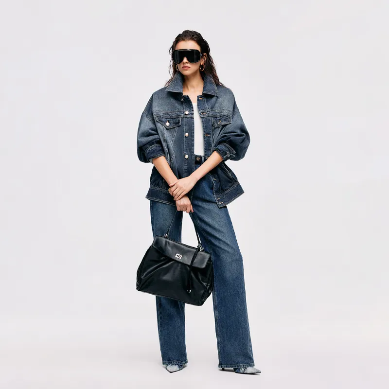 ONLY Denim Jacket Women's Washed Denim Blue-3
