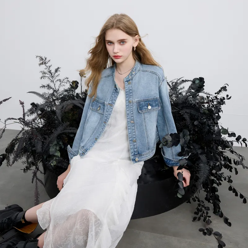 3COLOUR Denim Jacket Women's Sky Blue-5