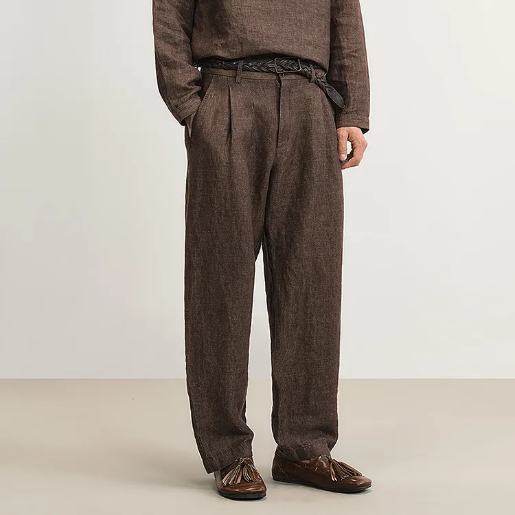 CROQUIS Casual Pants Men's Mixed Coffee-4