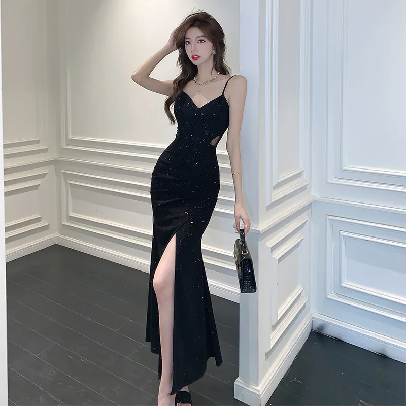XIANSINIAO Slip Dresses Women's Black-2