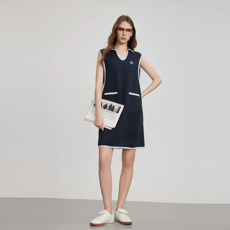ELLE Sleeveless Dresses Women's Navy Blue-3