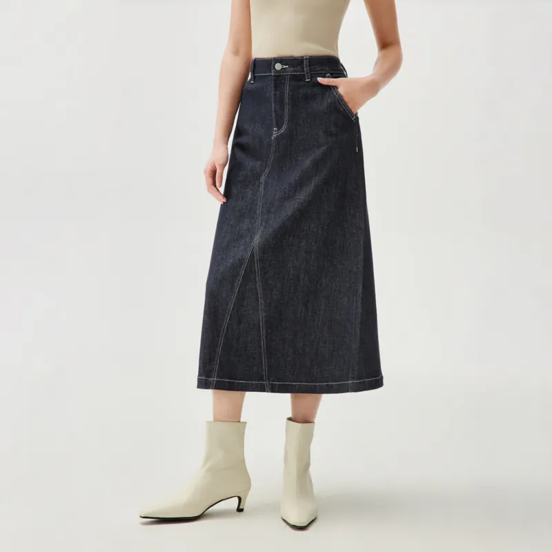 HLA Denim Long Skirt Women's Transition Denim Blue-2