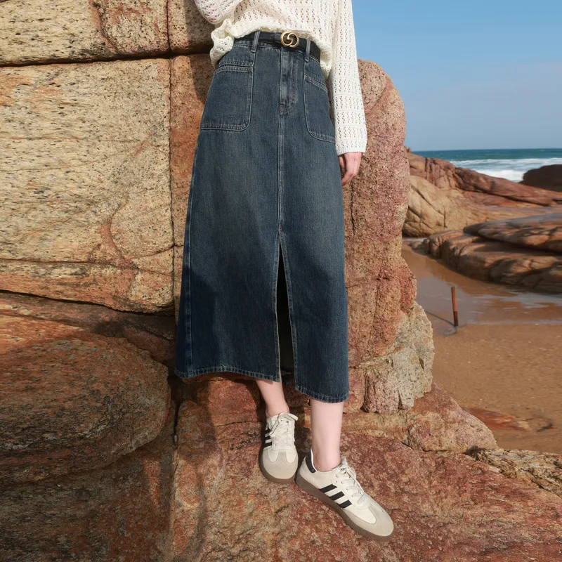 3COLOUR Casual Long Skirt Women's Sky Blue-2