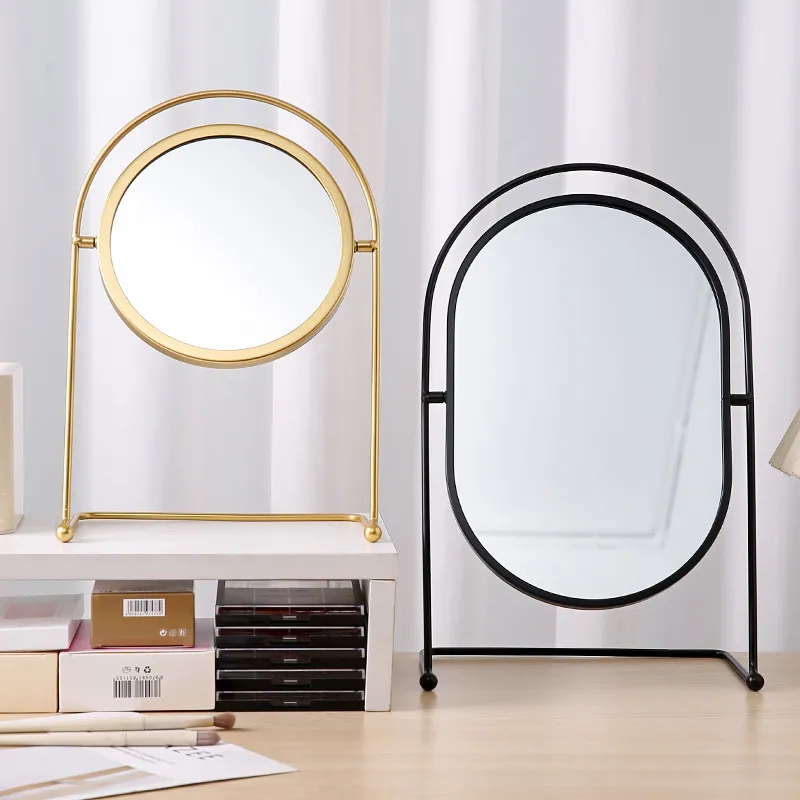 Future Maple Portable Iron Craft Makeup Mirror With Oval Stands And Rotatable Design For Dorm Rooms-4