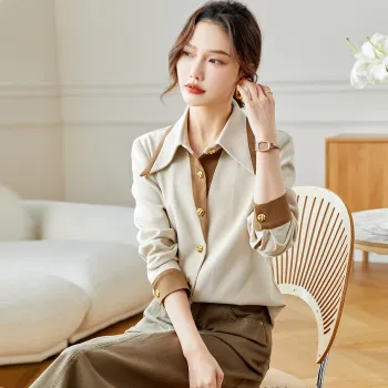 TERRE BLEUE Spring Fall Shirt Loose Fit Women's
