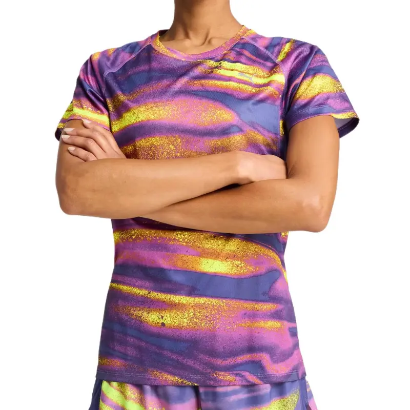 PUMA Velocity Raglan Sleeve T Shirt Women's Yellow Purple-2