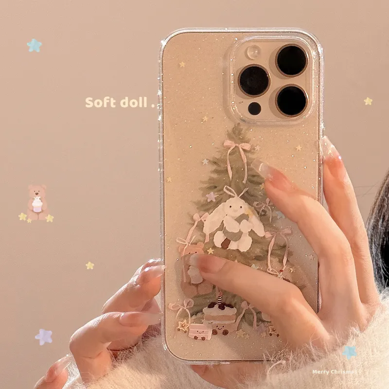 QIZHENG TPU Material Cute Christmas Tree Phone Case Compatible With Apple 16 Pro Max/15/14/13/12/11-4
