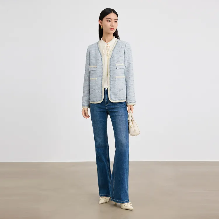 SHUIYUNJIAN Cropped Coat Women's Light Blue-4