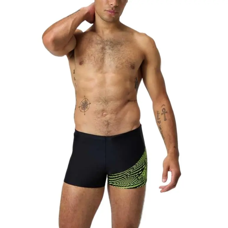 Speedo Swimming Shorts Men's Black Yellow-4