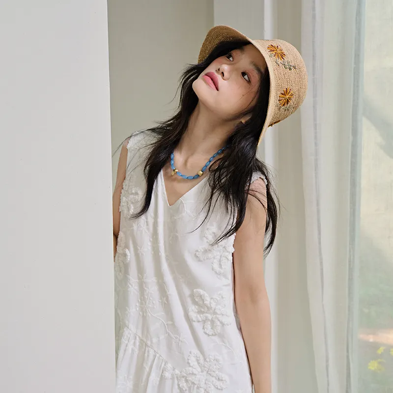 KUOSE Sleeveless Dresses Women's White-3