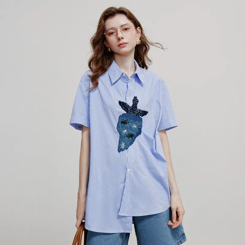 Initial language Shirts Women's Light Blue-2