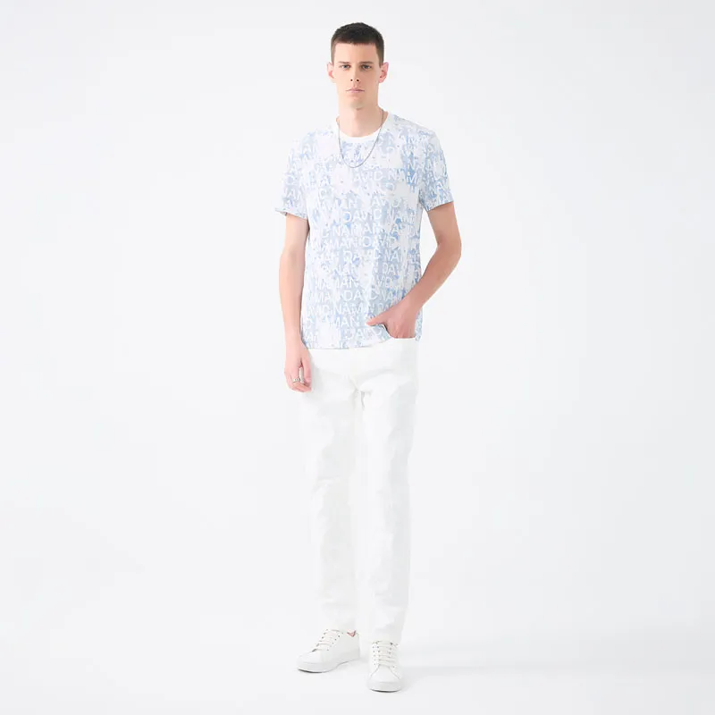 DAVID NAMAN T Shirts Men Blue With White Lettering-9
