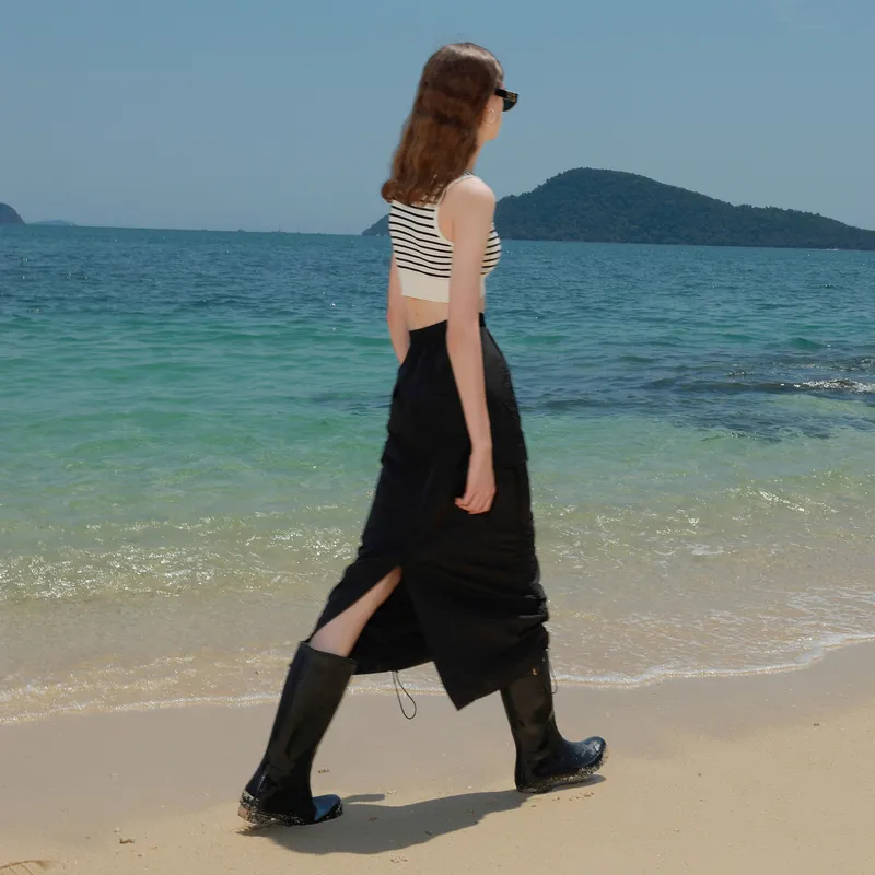 3COLOUR Casual Long Skirt Women's Classic Black-2