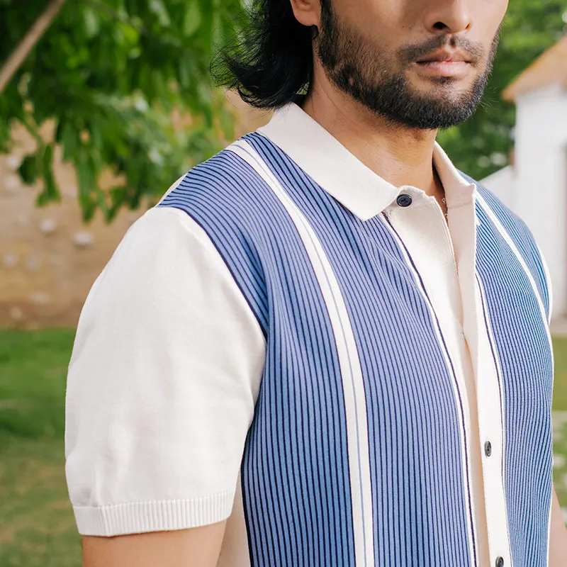 SOARIN YUPPIE Knitwear Men Majestic Blue Stripes-4