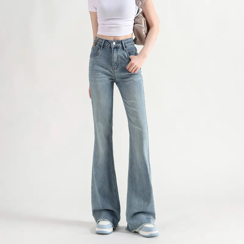 FAWENXIANGZI Spring, Fall Jeans Slim Fit Women's Vintage Blue-7