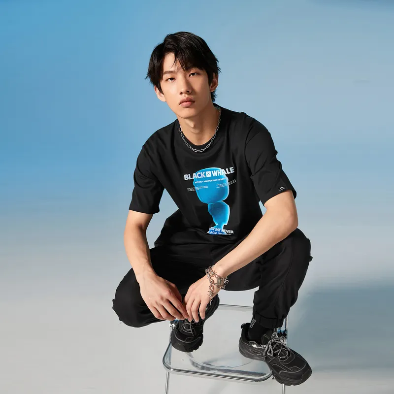 HLA JEANS T Shirts Men Black B8-2
