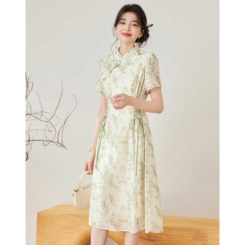 Like The Age Of Water Short Sleeved Dress Women's Green-2