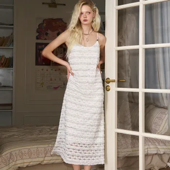ELF SACK Slip Dress Women's Vacation Stripes White