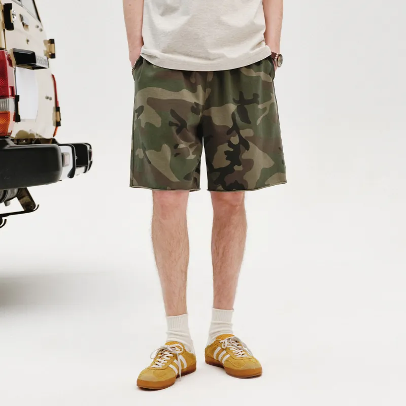 714STREET Heavyweight 100% Cotton Straight Fit Men's Shorts Unisex Camouflage-2