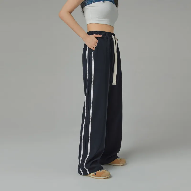 CHUU Wide Leg Moderate Casual Pants Women's Navy Blue-3