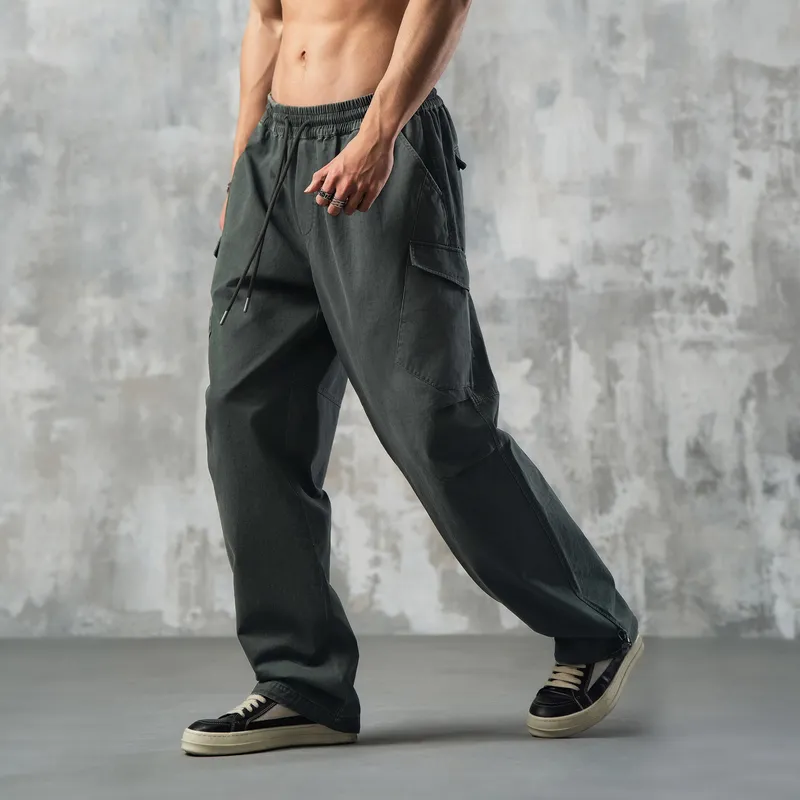 LUJIAMEN Casual Pants Unisex Dark Gray-3