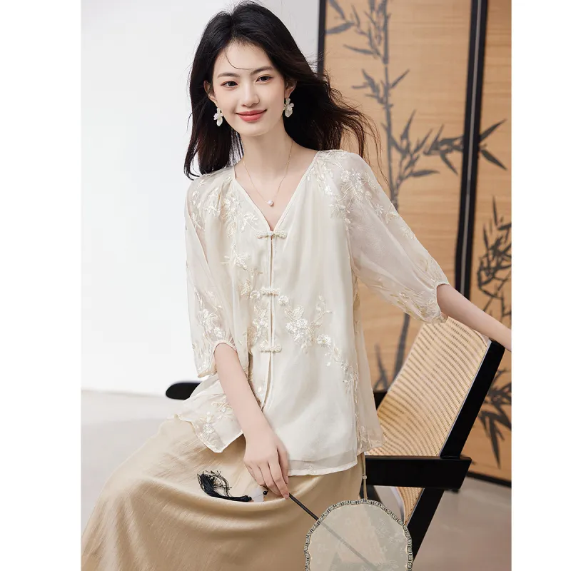 XINFEIYU Shirts Women's Beige-1